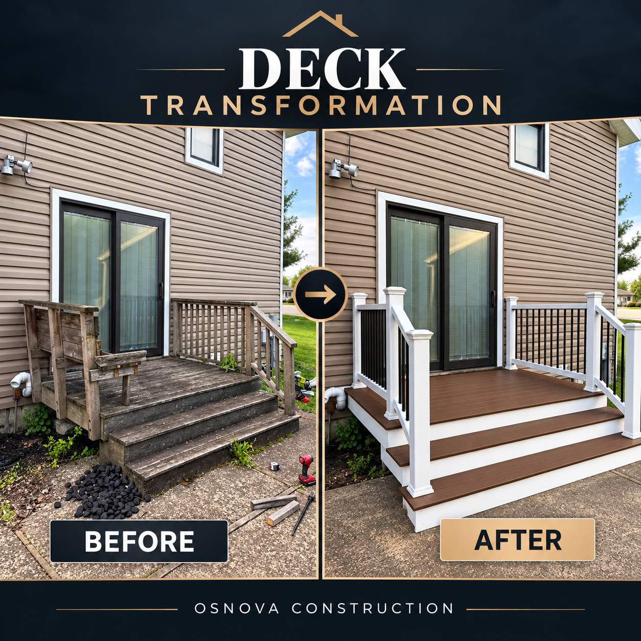 Professional deck repair and replacement by Osnova Construction
